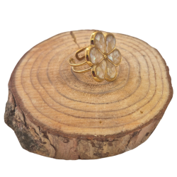 Bagues acier ionoxydable décor fleur nacrée